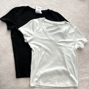 Bundle of 2 NWT & NWOT Popular 21 Black and White Shirts - Size L